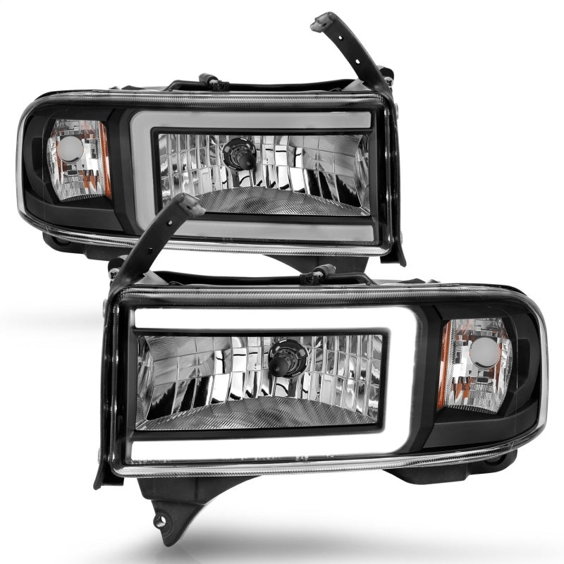 ANZO 94-02 Dodge RAM Crystal Headlight - w/ Light Bar Black Housing 111554