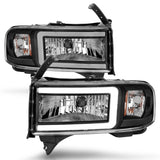 ANZO 94-02 Dodge RAM Crystal Headlight - w/ Light Bar Black Housing 111554