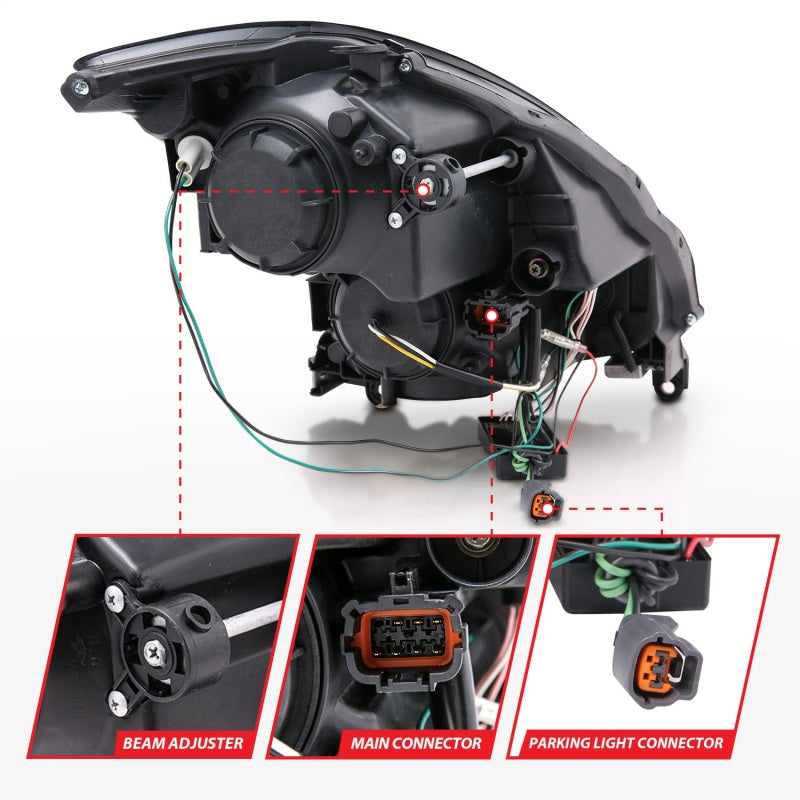 ANZO 2003-2007 Infiniti G35 Projector Headlights w/ Halo Black (CCFL) (HID Compatible) 121363