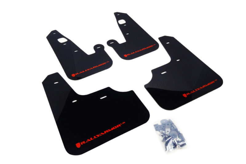 Rally Armor 2007+ Mitsubishi Lancer (doesn't fit Sportback) UR Black Mud Flap w/ Red Logo MF8-UR-BLK/RD