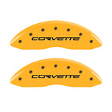 MGP 4 Caliper Covers Engraved Front & Rear C6/Corvette Yellow finish black ch 13008SCV6YL