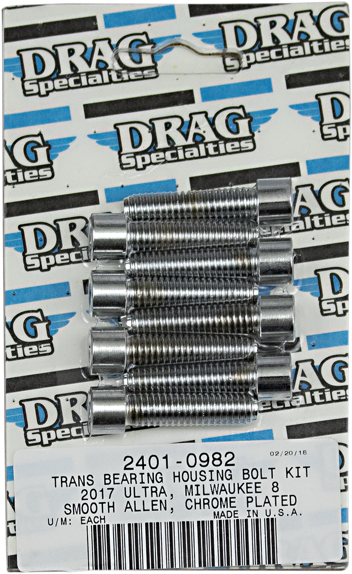 DRAG SPECIALTIES Transmission Bearing Smooth Bolt Kit - Chrome - M8 MK783S