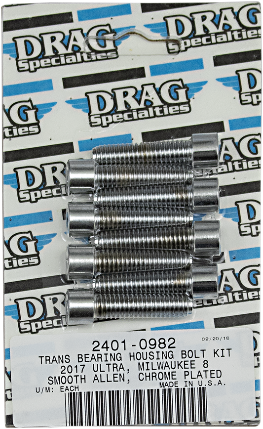 DRAG SPECIALTIES Transmission Bearing Smooth Bolt Kit - Chrome - M8 MK783S