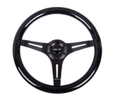 NRG Classic Wood Grain Steering Wheel (350mm) Black Sparkled Grip w/Black 3-Spoke Center ST-015BK-BSB