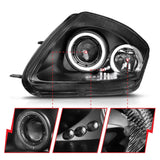 ANZO 2000-2005 Mitsubishi Eclipse Projector Headlights w/ Halo Black 121332