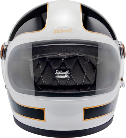 BILTWELL Gringo S Helmet - Gloss White/Black Tracker - XS 1003-566-501