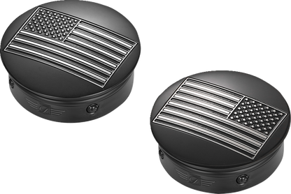 FIGURATI DESIGNS Swing Arm Covers - Black Contrast Cut American Flag - Custom - Reversed - Black FD26R-AF-CC-BK