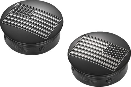 FIGURATI DESIGNS Swing Arm Covers - Black Contrast Cut American Flag - Custom - Reversed - Black FD26R-AF-CC-BK