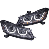 ANZO 2008-2012 Honda Accord Projector Headlights w/ U-Bar Black 121483