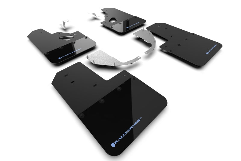 Rally Armor 21-22 Ford Bronco (Steel Bmpr + RR - NO Rptr/Sprt) Blk Mud Flap w/Area Blue Logo MF85-RR-ST-ABL