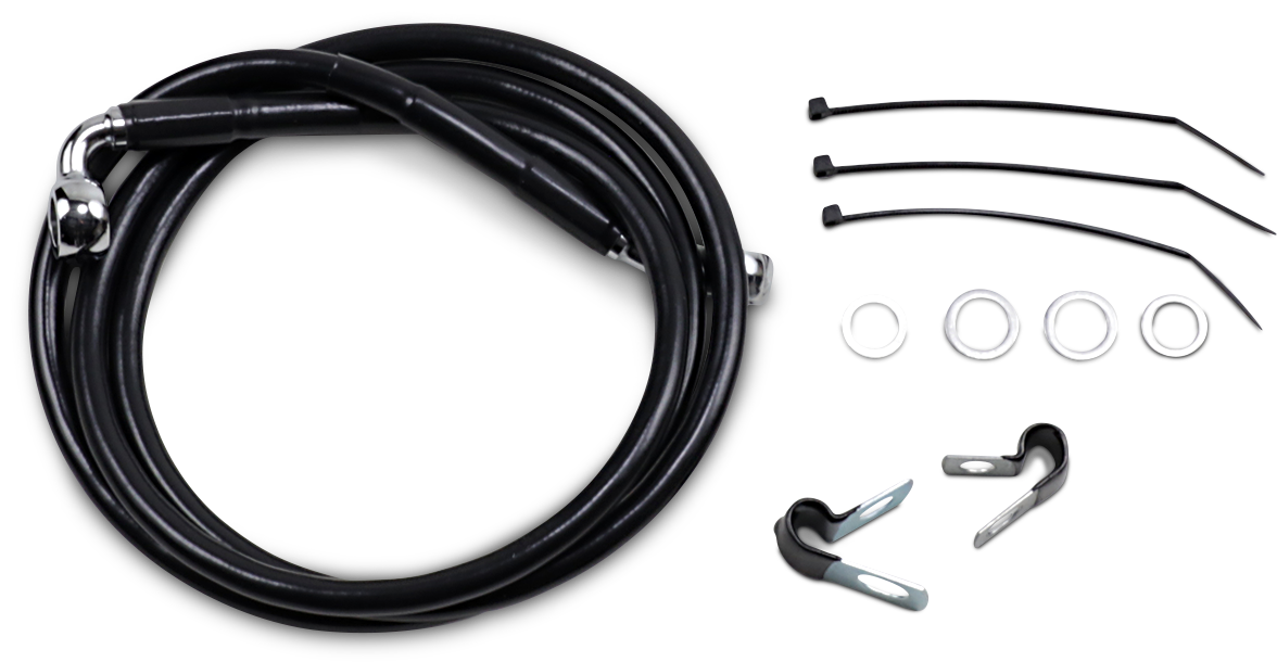 DRAG SPECIALTIES Brake Line - Front - Black - +10" - FXD '00-'05 640112-10BLK