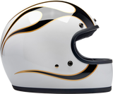 BILTWELL Gringo Helmet - Flames - White/Black - XS 1002-561-501