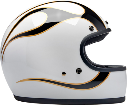 BILTWELL Gringo Helmet - Flames - White/Black - Large 1002-561-504