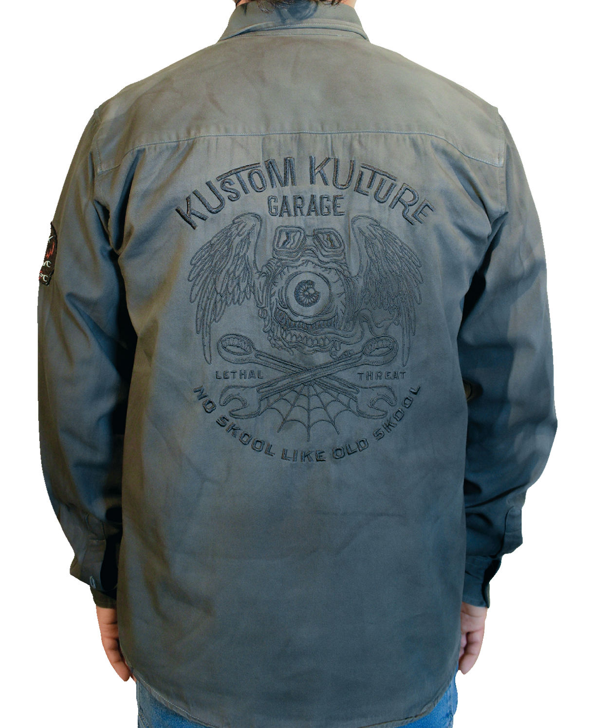 LETHAL THREAT Kustom Kulture Flying Eyeball Long-Sleeve Shirt - Gray - 3XL MG60133XXXL