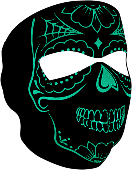 ZAN HEADGEAR Neoprene Face Mask - Calavera Glow In The Dark WNFM028G