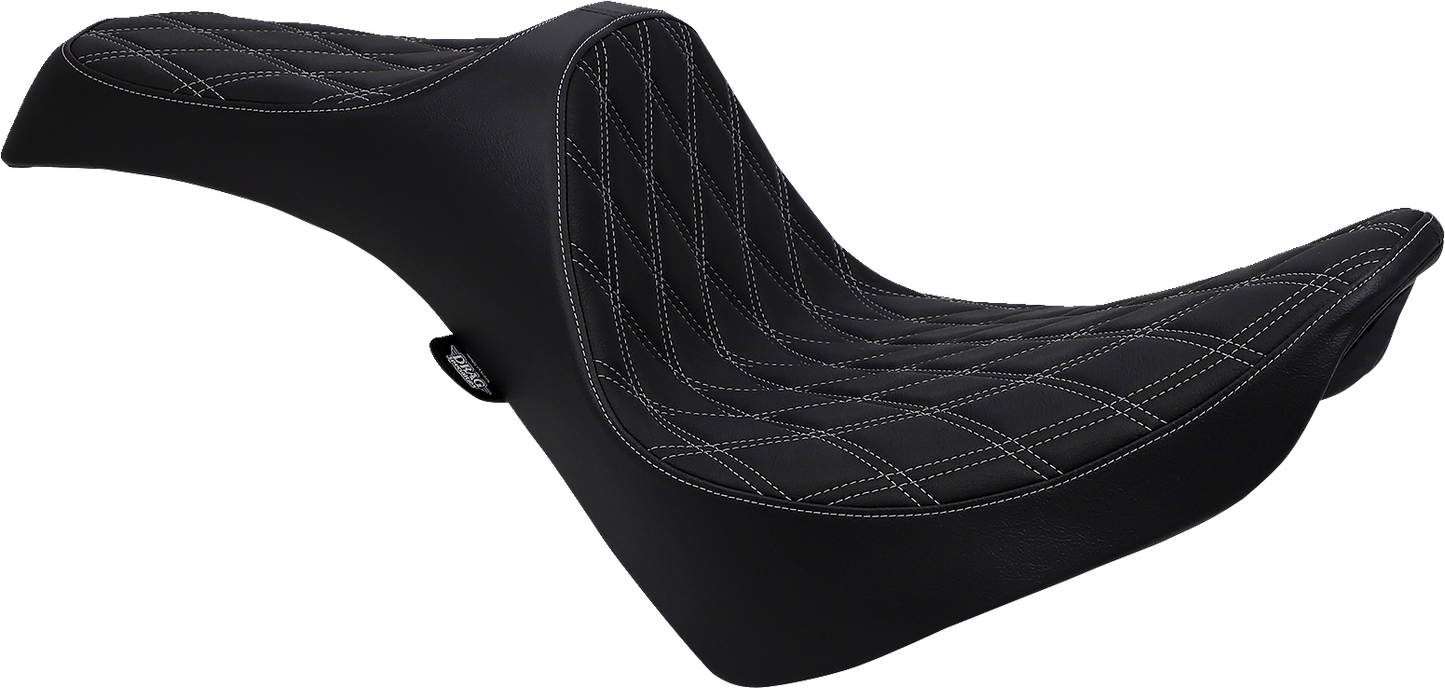 DRAG SPECIALTIES Predator III Seat - Double Diamond - Silver Stitching - FL/FX '18-'22 0802-1146