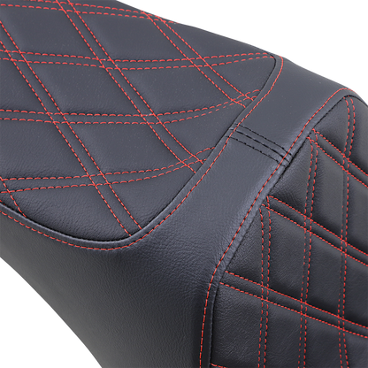 DRAG SPECIALTIES Predator III Seat - Double Diamond - Black w /Red Stitching - Softail '06-'17 8021440