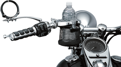 KURYAKYN Drink Holder w/ Basket - Universal - 1" Handlebars - Chrome 1422