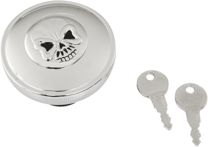 DRAG SPECIALTIES Gas Cap - Vented Skull Locking - Chrome 03-0320AS-A