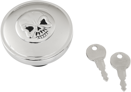 DRAG SPECIALTIES Gas Cap - Vented Skull Locking - Chrome 03-0320AS-A