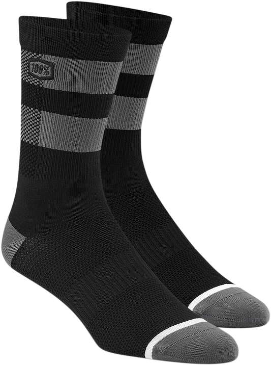 100% Flow Performance Socks - Black/Gray - Small/Medium 20049-00002