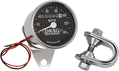 DRAG SPECIALTIES 2.4" MPH Mini LED Mechanical Speedometer/Indicators - Chrome Housing - Black Face - 2:1 21-6805DS1-BX15