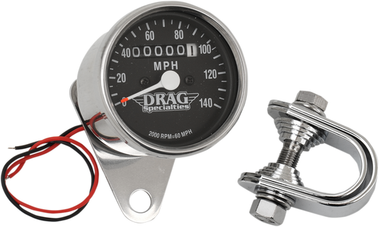 DRAG SPECIALTIES 2.4" MPH Mini LED Mechanical Speedometer/Indicators - Chrome Housing - Black Face - 2:1 21-6805DS1-BX15