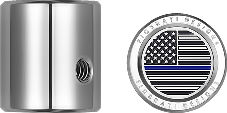 FIGURATI DESIGNS Heel-Toe Shifter Cover - Blue Line American Flag - Stainless Steel FD70-HTSC-SS