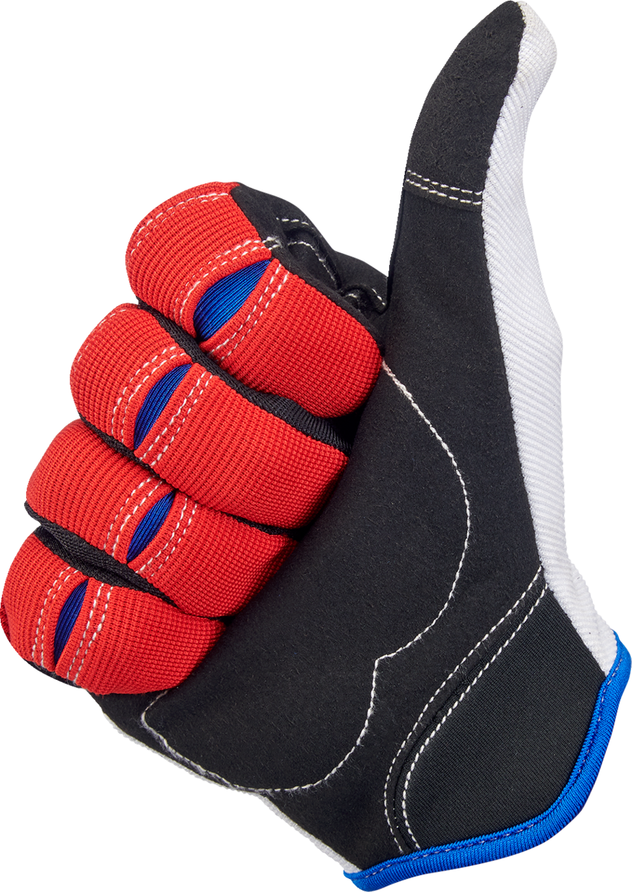 BILTWELL Moto Gloves - Red/White/Blue - Large 1501-1208-004