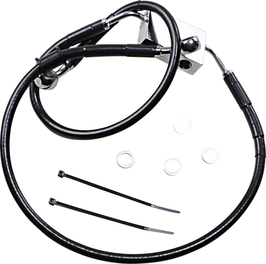 DRAG SPECIALTIES Brake Line - Front - +4" - Black - XL 614743-4BLK