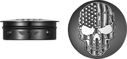 FIGURATI DESIGNS Swing Arm Covers - Contrast Cut - American Flag Skull - Custom - Black FD28-BKSKULL-CC