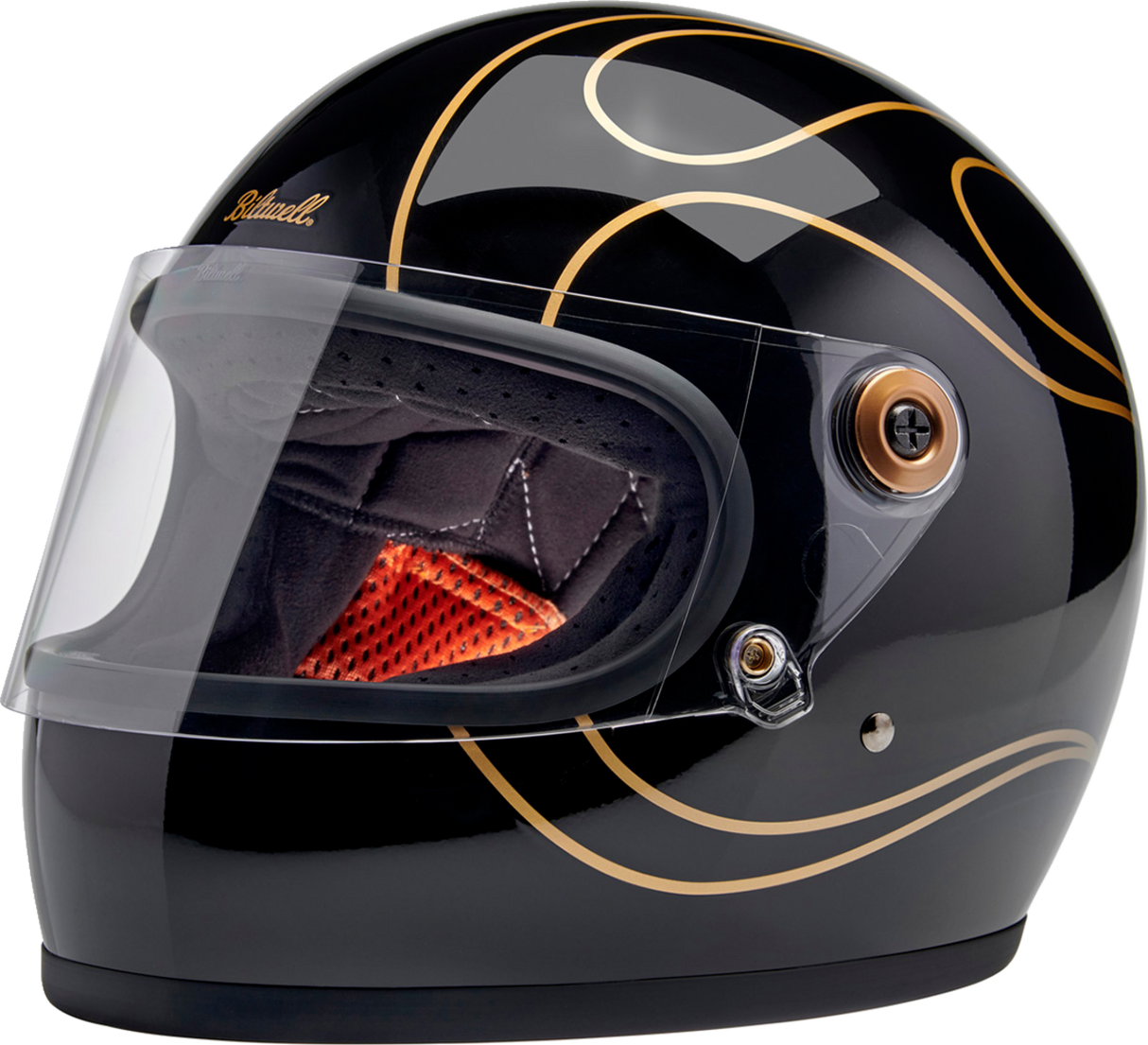 BILTWELL Gringo S Helmet - Gloss Black Flames - XS 1003-567-501