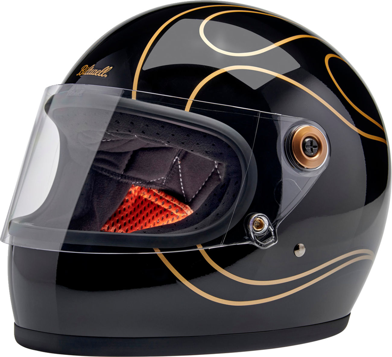 BILTWELL Gringo S Helmet - Gloss Black Flames - XS 1003-567-501