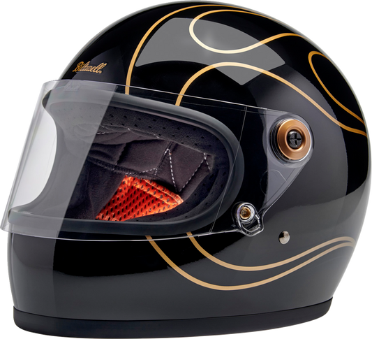 BILTWELL Gringo S Helmet - Gloss Black Flames - XS 1003-567-501