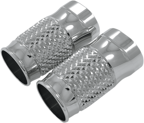 EDDIE TROTTA DESIGNS Fork Slider Covers - Cross-Cut Chrome TC-998