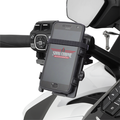 SHOW CHROME Phone/GPS Holder - Handlebar Mount - Honda GL1800 - Black 52-948BK