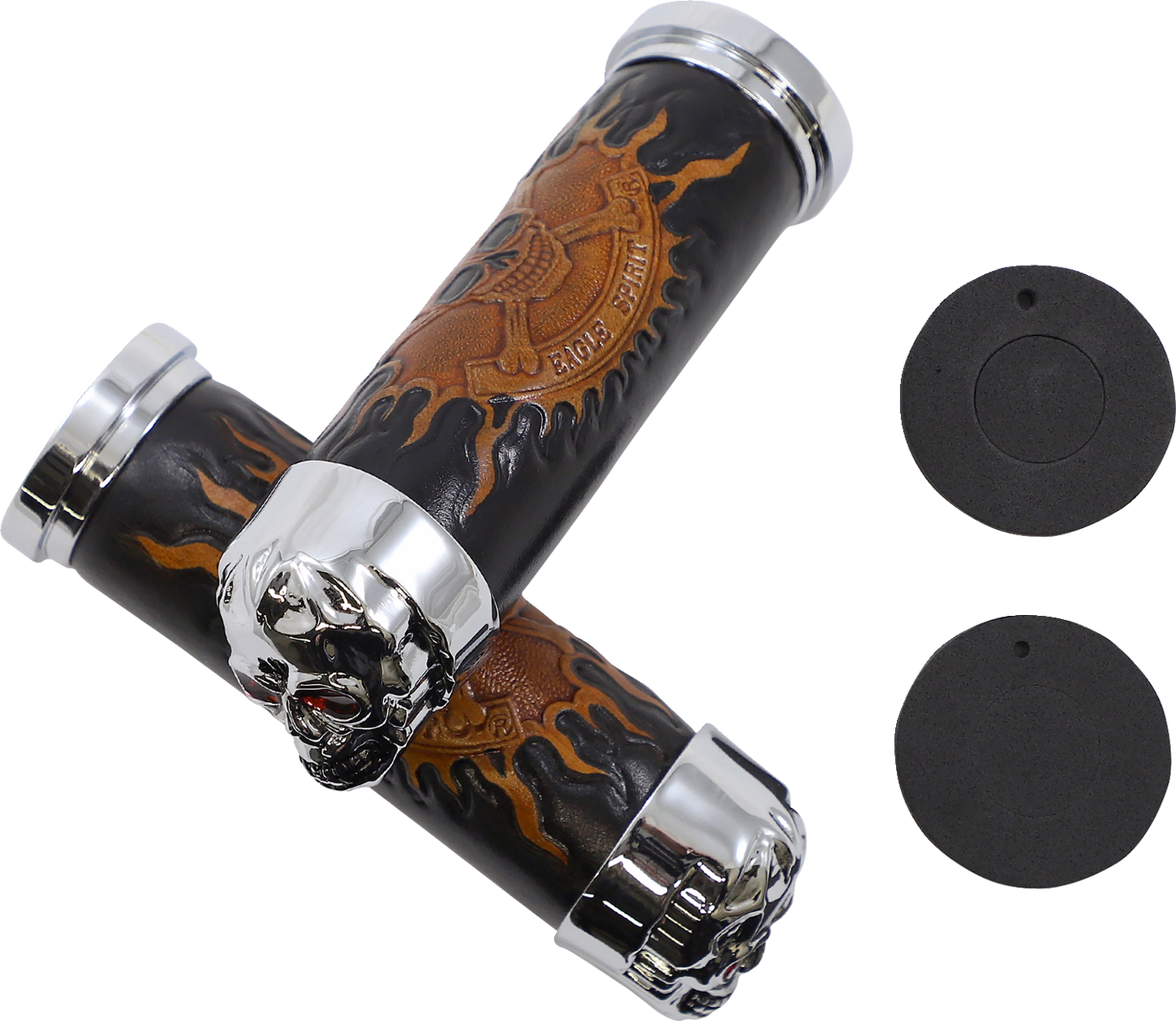 DRAG SPECIALTIES Grips - Skull Grips - Red Eyes - Chrome 17-0505CDTS