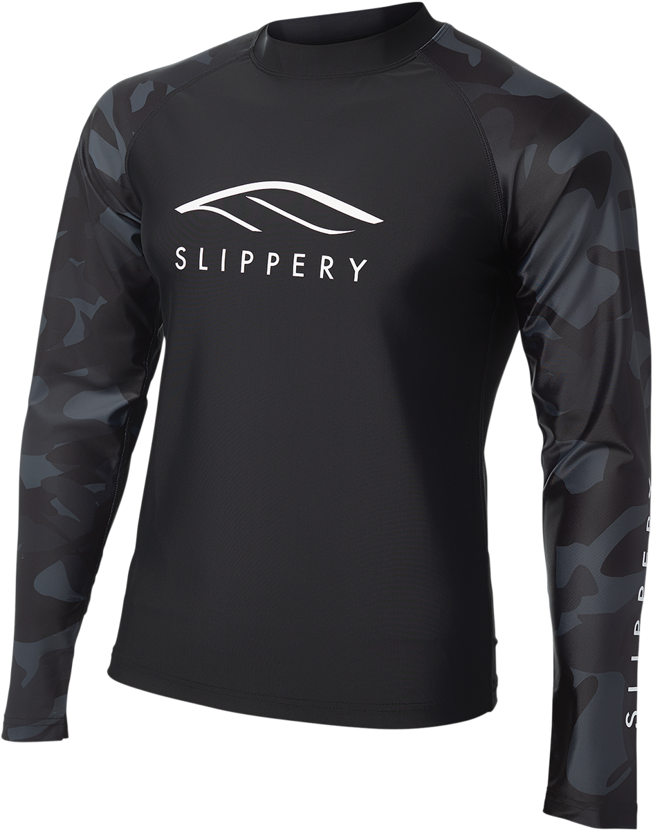 SLIPPERY Rashguard Long Sleeve Underwear - Black/Camo - Large 3250-0131