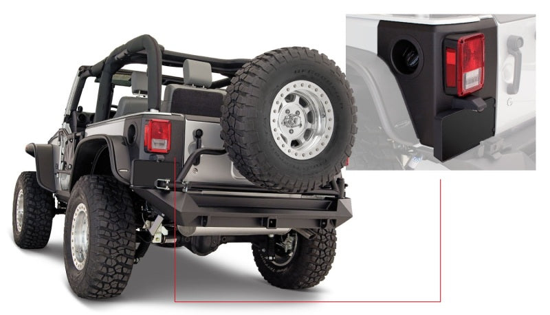 Bushwacker 07-18 Jeep Wrangler Trail Armor Rear Corners - Black 14009
