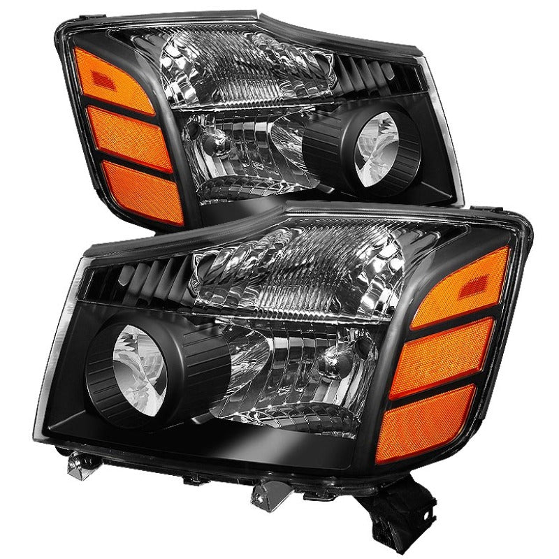 Xtune Nissan Titan 04-14 / Armada 04-07 OEM Amber Head Lights Set Black HD-JH-NTI04-AM-BK 5077080