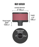 K&N Steel Base Crankcase Vent Filter .5in Vent OD x 2in OD x 1.5in Height 62-1010