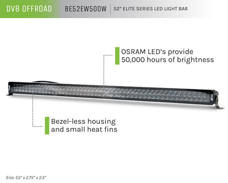 DV8 Offroad 52in Elite Series Light Bar 500W LED - Black BE52EW500W