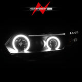 ANZO 2006-2011 Honda Civic Projector Headlights w/ Halo Black (CCFL) 121062