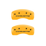 MGP 4 Caliper Covers Engraved Front & Rear C6/Corvette Yellow finish black ch 13008SCV6YL