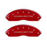 MGP 4 Caliper Covers Engraved Front & Rear C5/Corvette Red finish silver ch 13007SCV5RD