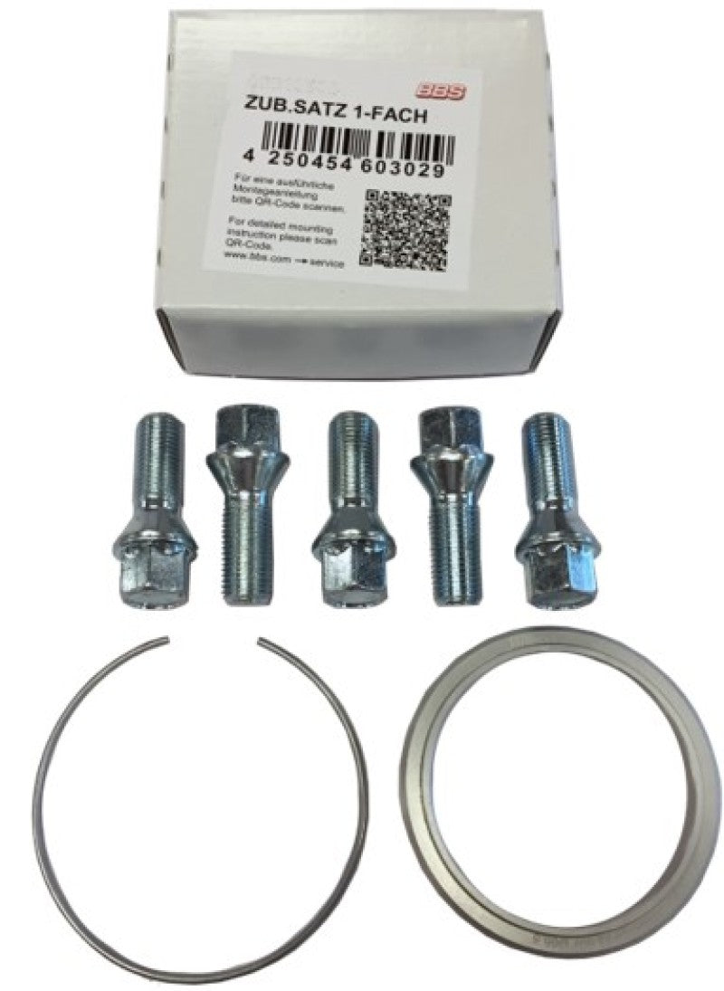 BBS PFS KIT - Audi / VW - Includes 82mm OD - 57mm ID Ring / 82mm Clip / Lug Bolts 09.31.138