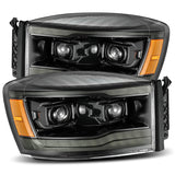 AlphaRex 06-08 Dodge Ram 1500HD PRO-Series Proj Headlights Plank Style Alpha Black w/Seq Signal/DRL 880530