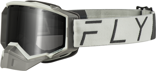 FLY RACING Zone Pro Snow Goggle Grey W/ Silver Mir/Plrzd Smoke Lens FLB-24ZP7