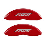 MGP 4 Caliper Covers Engraved Front & Rear No bolts/Sport Red finish silver ch 10229SSP1RD