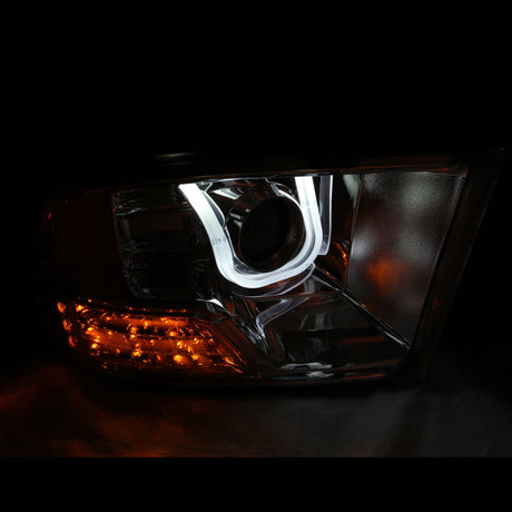 ANZO 2009-2016 Dodge Ram 1500 Projector Headlights w/ U-Bar Black 111270